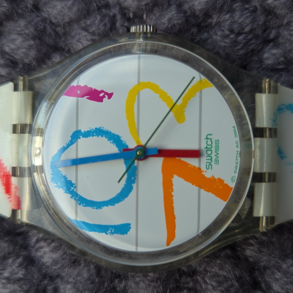 Swatch 2005 GE 167 Gent At School Colorful Abstract Number Design Watch